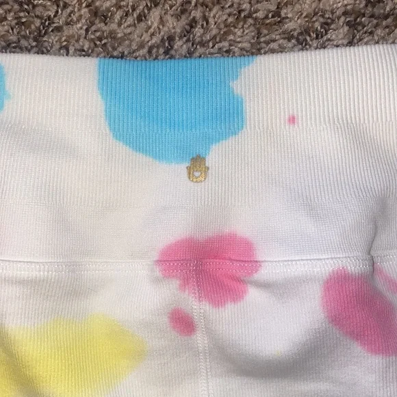 high waisted tie dye ribbed seamless biker shorts in sunny day swirl - Picture 5 of 7